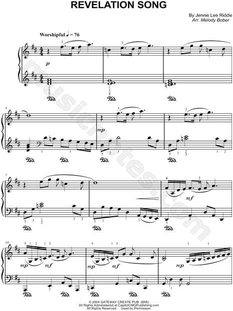 Jennie Lee Riddle Revelation Song Sheet Music Easy Piano Piano Solo In D Major Download Print Sku Mn0150394