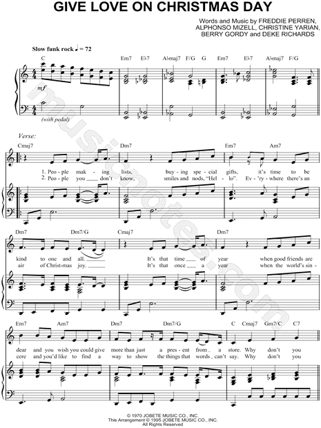 The Temptations "Give Love on Christmas Day" Sheet Music in C Major - Download & Print - SKU ...