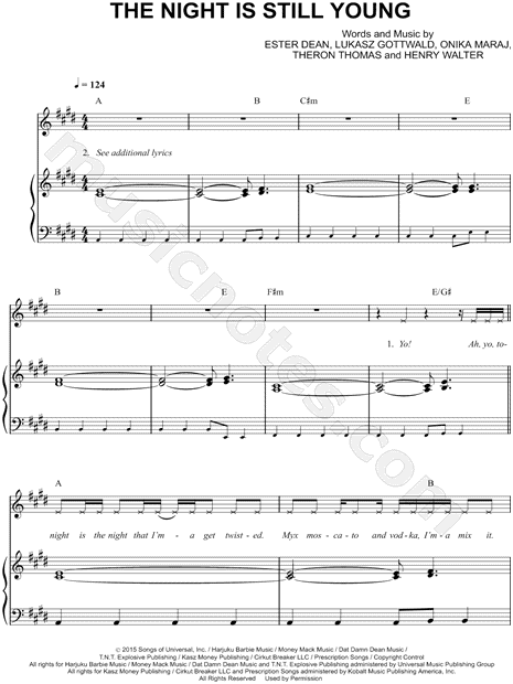 Sheet Music,The Night Is Still Young,digital,download,sheetmusic,notation,m...