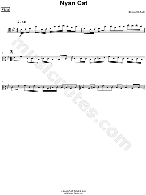 Daniwell Aidn Nyan Cat Viola Sheet Music In Bb Major
