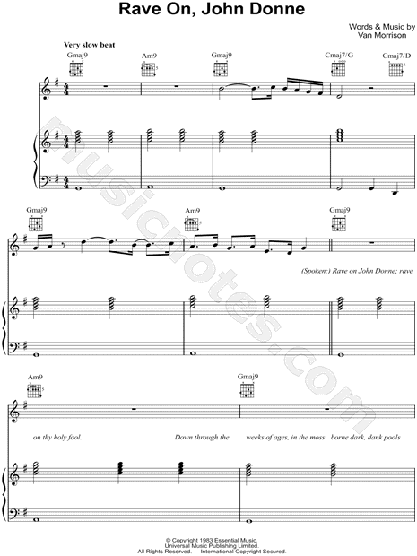 Van Morrison Rave On John Donne Sheet Music In G Major Download Print Sku Mn0151685