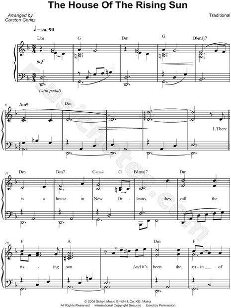 Carsten Gerlitz The House Of The Rising Sun Sheet Music Piano Solo In D Minor Download Print Sku Mn0152574,French Country Bathroom Decor Ideas