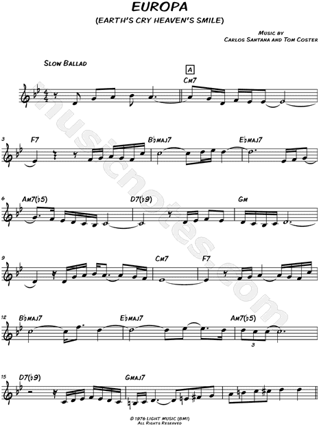 Santana Europa Chord Chart