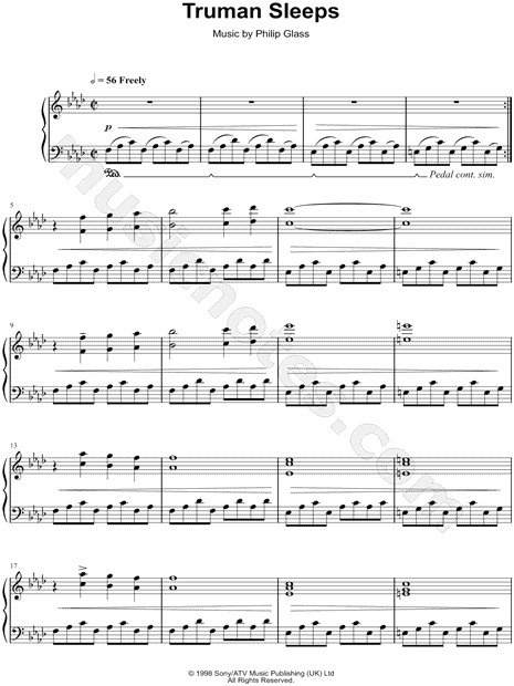 "Truman Sleeps" from 'The Truman Show' Sheet Music (Piano Solo) in F