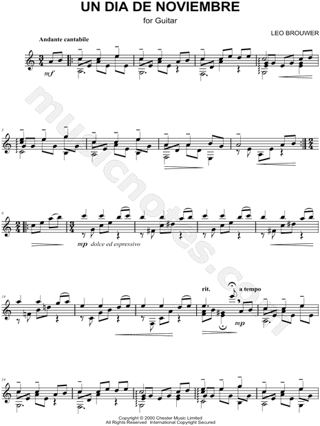partition guitare un dia de noviembre