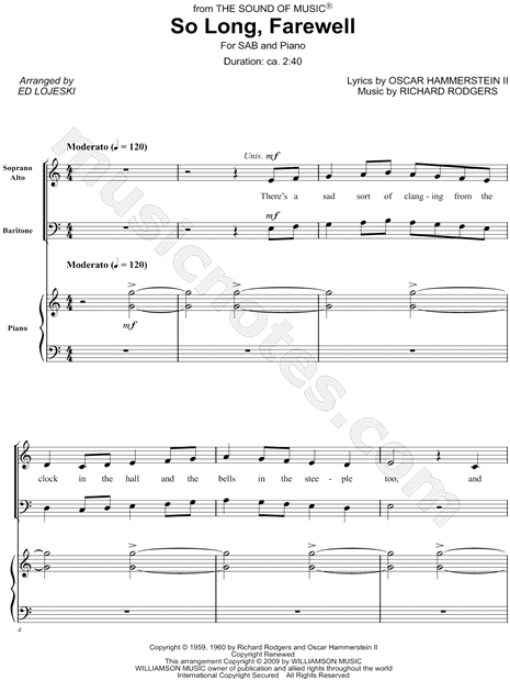 Print and download choral sheet music for So Long, Farewell by Ed Lojeski a...