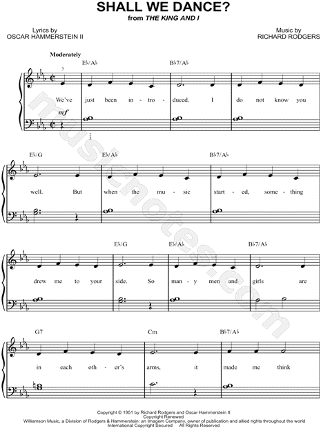 Shall We Dance From The King And I Sheet Music Easy Piano In Eb Major Download Print Sku Mn