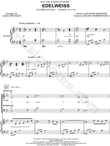"Edelweiss" from 'The Sound of Music' (arr. Linda Spevacek ...