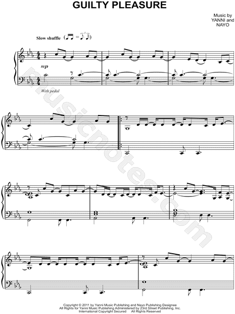 Yanni Guilty Pleasure Sheet Music Piano Solo In C Minor Download Print Sku Mn