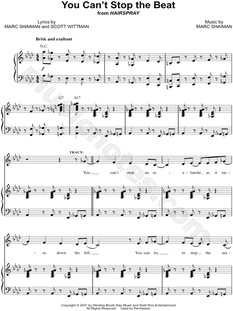 You Can T Stop The Beat From Hairspray Sheet Music In Ab Major Download Print Sku Mn