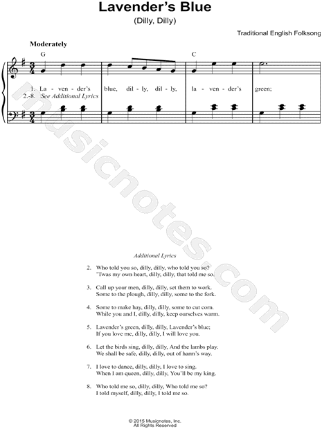 Traditional Lavender S Blue Sheet Music In G Major Download