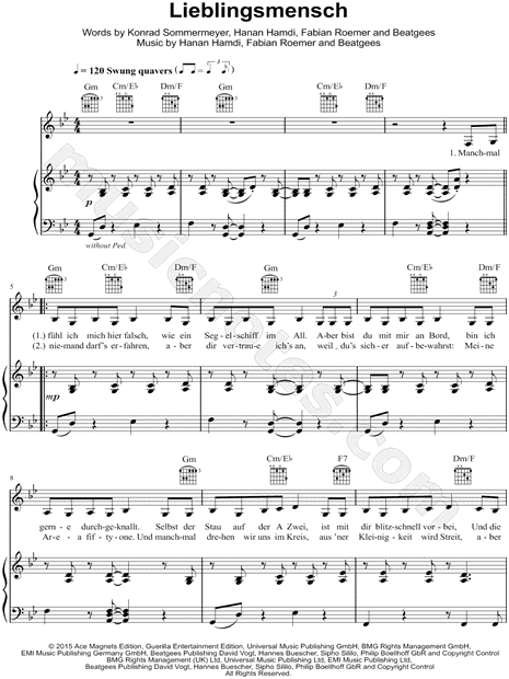 Print and download Lieblingsmensch sheet music by Namika. 