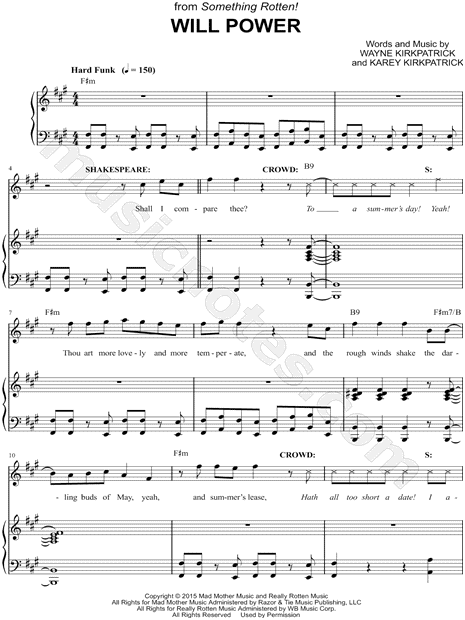 Will Power From Something Rotten Sheet Music In F Minor Transposable Download Print Sku Mn0157225