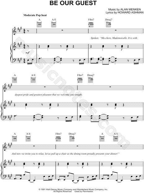 Be Our Guest From Descendants 15 Sheet Music In A Major Transposable Download Print Sku Mn