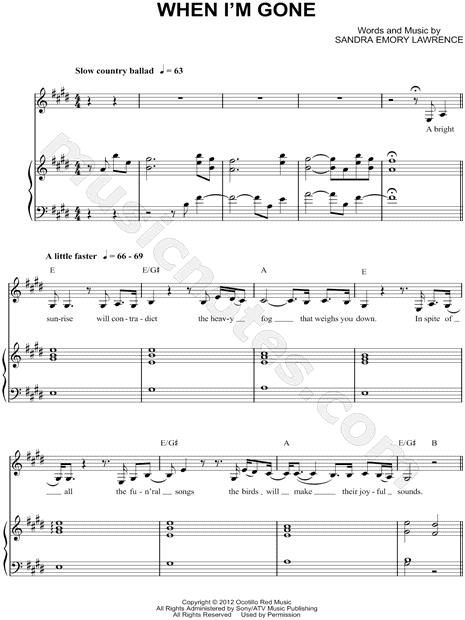 Joey + Rory "When I'm Gone" Sheet Music in E Major (transposable