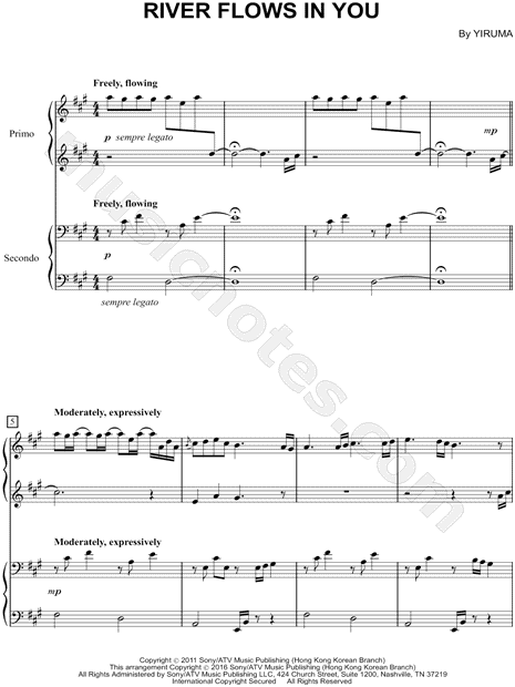 Yiruma River Flows In You Sheet Music In A Major Download Print Sku Mn