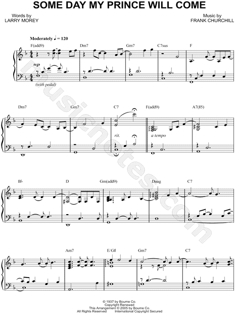 Jim Brickman Some Day My Prince Will Come Sheet Music Piano Solo In F Major Download Print Sku Mn