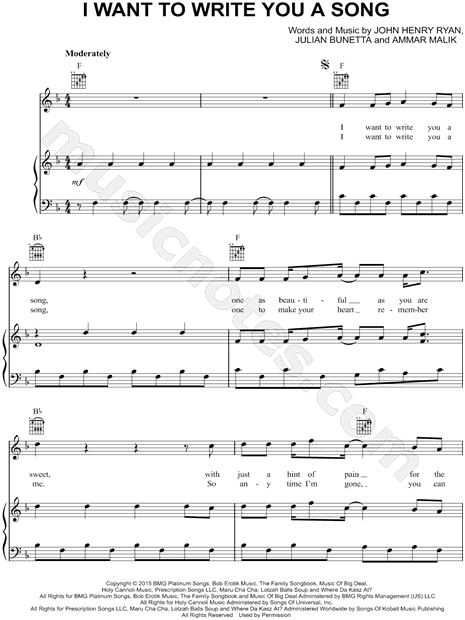 One Direction I Want To Write You A Song Sheet Music In F Major Transposable Download Print Sku Mn