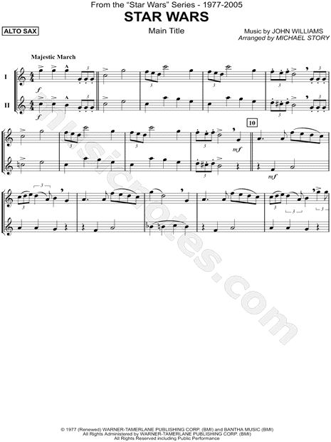 Sheet Music,Star Wars (Main Theme) - Alto Saxophone,digital,download,shee.....