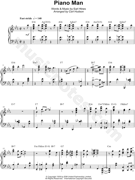 Earl Hines Piano Man Sheet Music Piano Solo In Eb Major Download Print Sku Mn0161139
