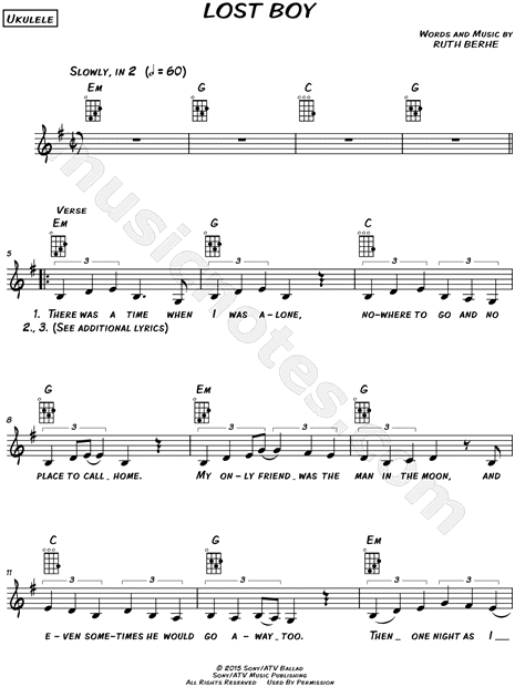 Print and download lead sheets for Lost Boy by Ruth B Includes complete lyr...