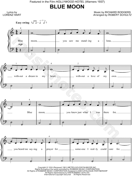 Richard Rodgers "Blue Moon" Sheet Music (Easy Piano) in C Major