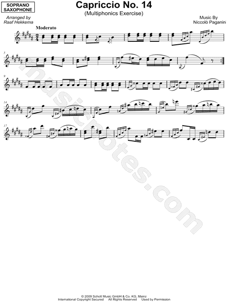 attack repent Nomination Niccolò Paganini "24 Caprices, Op. 1: XIV (Multiphonics Exercise)" Sheet  Music in B Major - Download & Print - SKU: MN0163690