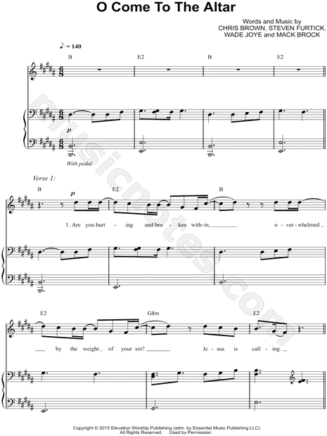 Print and download O Come to the Altar sheet music by Elevation Worship. 