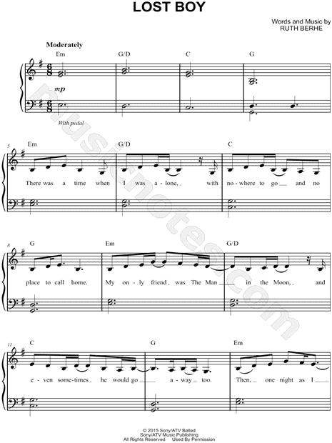 Ruth B Lost Boy Sheet Music Easy Piano In G Major Download