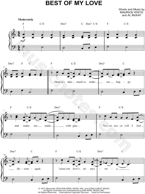 The Emotions Best Of My Love Sheet Music Easy Piano In C Major Download Print Sku Mn