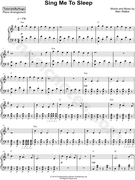 Tutorialsbyhugo Sing Me To Sleep Sheet Music Piano Solo In E