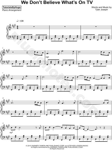 Print and download We Don't Believe What's on TV sheet music by T...