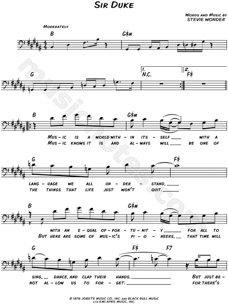 Sir Duke Horn Chart