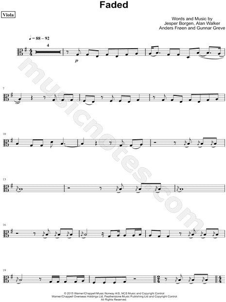 Alan Walker Faded Viola Sheet Music In E Minor Download Print Sku Mn016