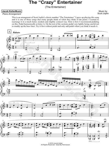 Jacob Koller "The "Crazy" Entertainer" Sheet Music (Piano Solo) in C Major - Download & Print ...