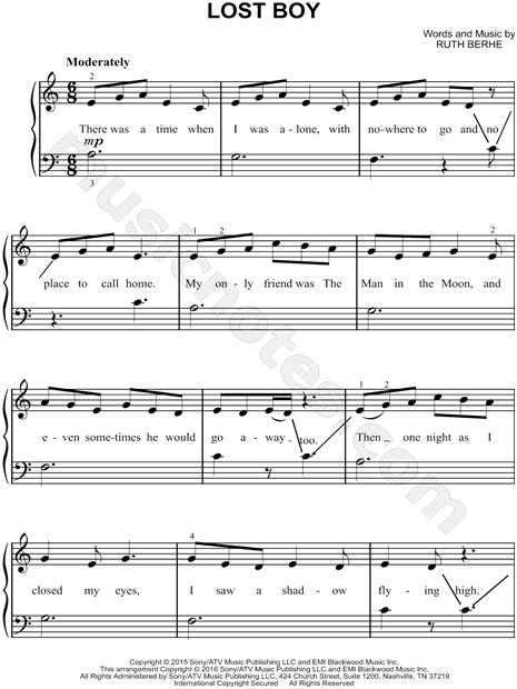 Ruth B Lost Boy Sheet Music Easy Piano In A Minor Download Print Sku Mn0169391 - roblox piano sheets lost boy easy