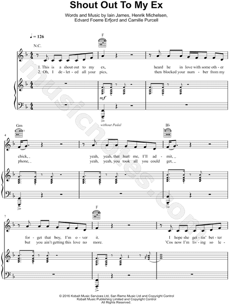 Little Mix Shout Out To My Ex Sheet Music In F Major Transposable Download Print Sku Mn