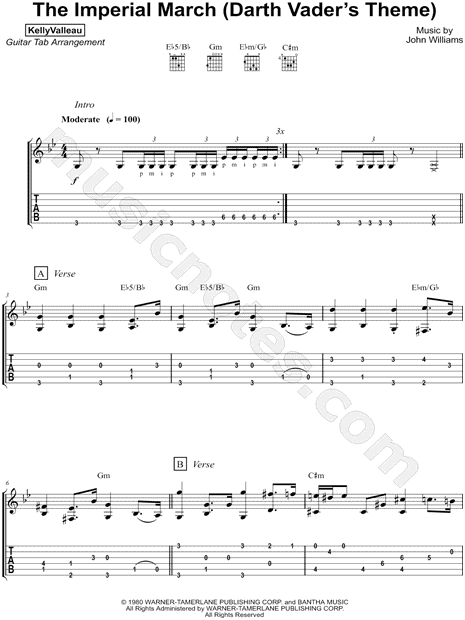 Kelly Valleau The Imperial March Darth Vader S Theme Guitar Tab In. 