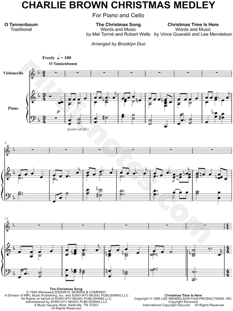 Brooklyn Duo Charlie Brown Christmas Medley Sheet Music In F Major Download Print Sku Mn0169787
