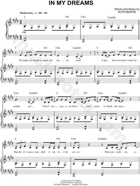 Ruth B In My Dreams Sheet Music In E Major Transposable Download Print Sku Mn