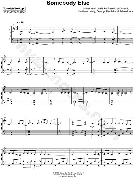 Print and download Somebody Else sheet music by TutorialsByHugo arranged fo...