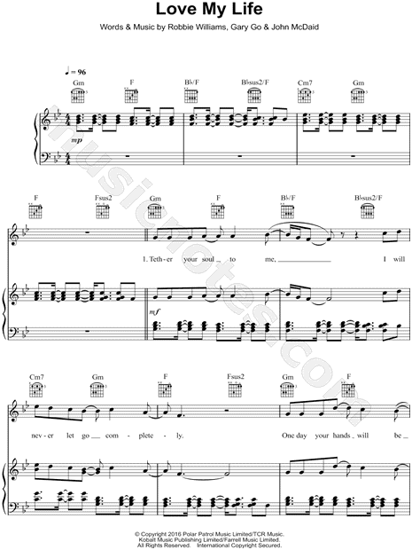 Robbie Williams Love My Life Sheet Music In G Minor Download Print Sku Mn Robbie Williams Love My Life Sheet Music In G Minor Download Print Sku Mn