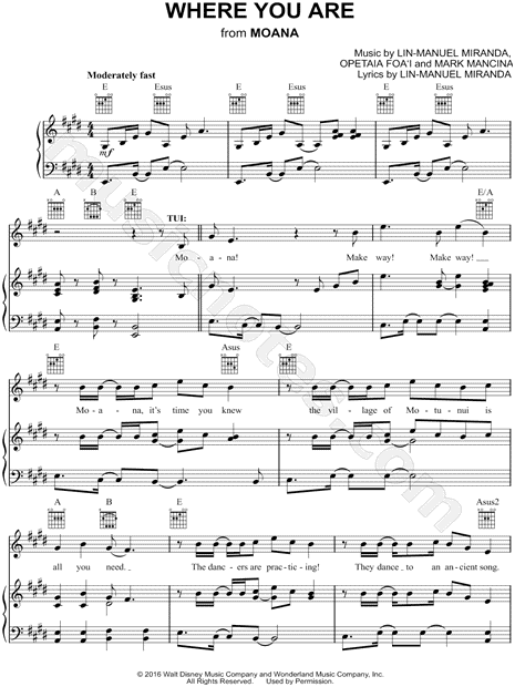 Print and download Where You Are sheet music from Moana. 