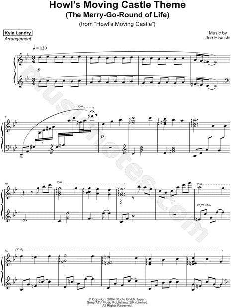 Kyle Landry "Howl's Moving Castle Theme" Sheet Music (Piano Solo) in G