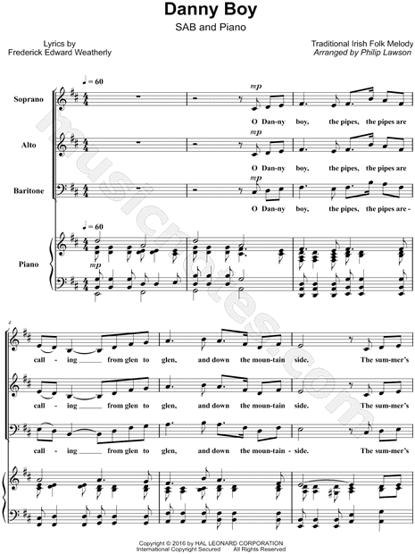 Danny Boy Sheet Music Free Key Of D Piano