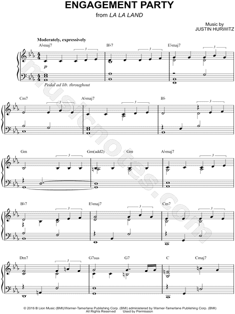 Genealogía Subproducto apelación Engagement Party" from 'La La Land' Sheet Music (Piano Solo) in Eb Major  (transposable) - Download & Print - SKU: MN0171037