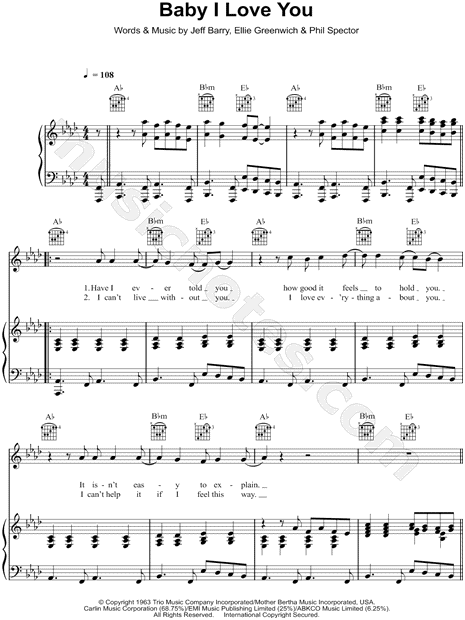 The Ramones Baby I Love You Sheet Music In Ab Major Download