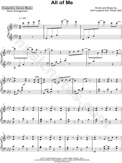 Costantino Carrara All Of Me Sheet Music Piano Solo In Ab Major Download Print Sku Mn