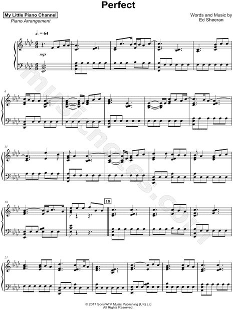 My Little Piano Channel "Perfect" Sheet Music (Piano Solo ...