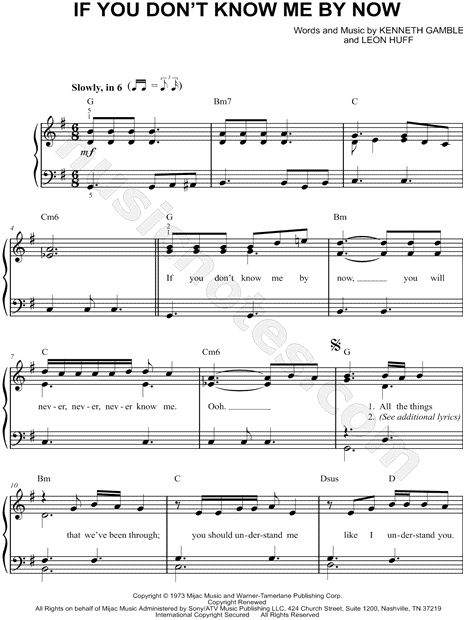 Harold Melvin And The Blue Notes If You Don T Know Me By Now Sheet Music Easy Piano In G Major Download Print Sku Mn Harold Melvin And The Blue Notes If You Don T Know Me By Now Sheet Music Easy Piano In G Major Download Print Sku Mn